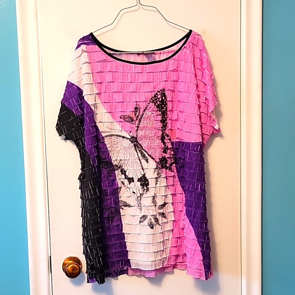 Frilly multi colored top